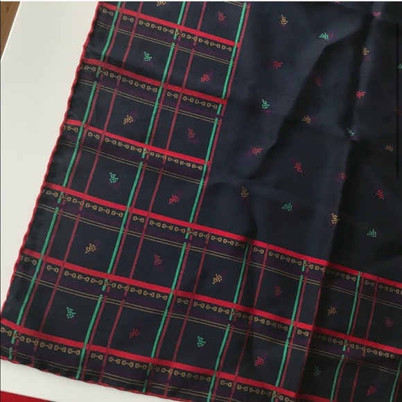 GUCCI HORSEBIT Rare LOGO Scarf! Red Blue Gold mens - Picture 2 of 7